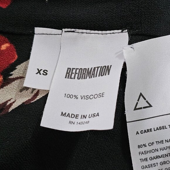 Reformation Floral Wrap Short Dress Women Size XS Black - Picture 6 of 16